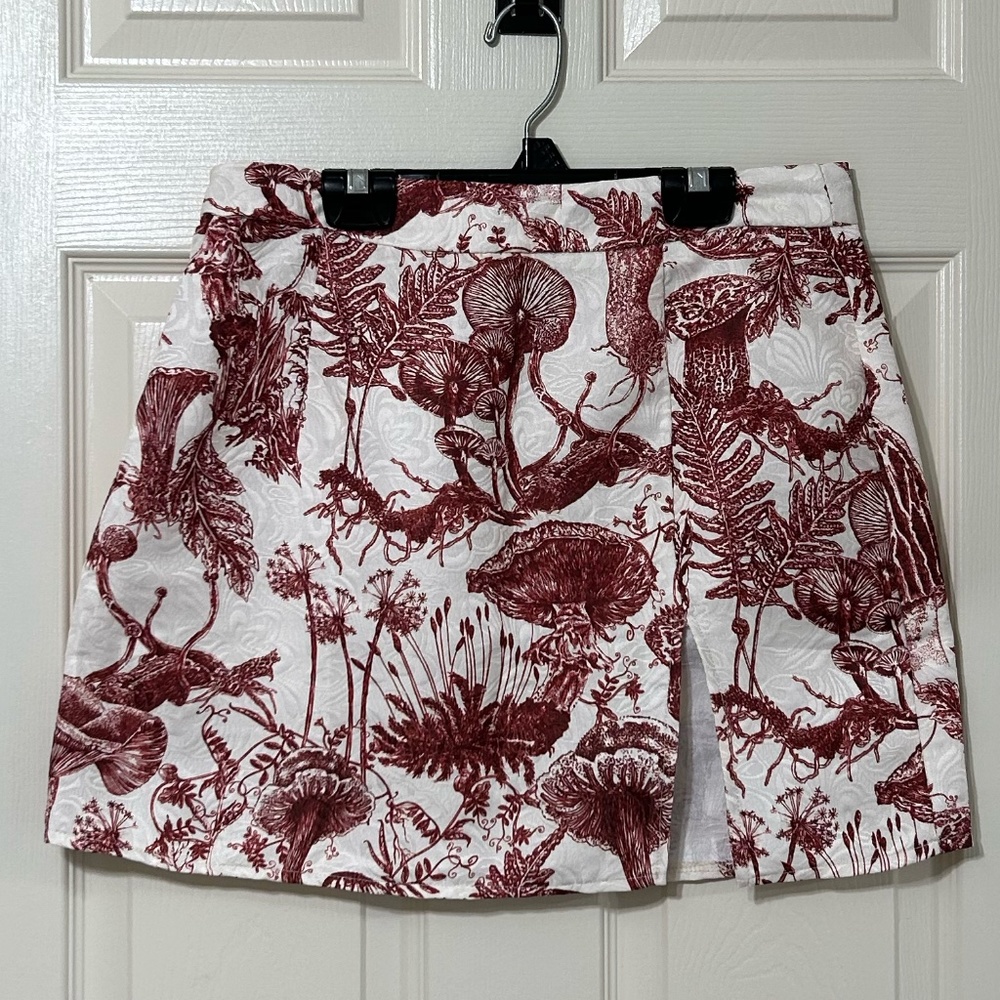 Shein Womens Burgundy and White Skirt